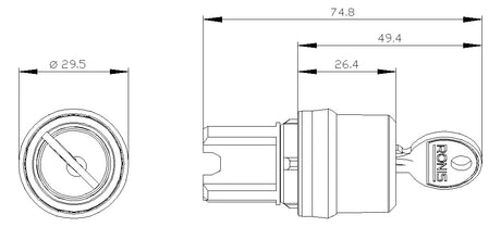 SIEMENS Schlüsselschalter 2stuf rechteck 3SU1000-4BF01-0AA0  22mm 29,45x49,5mm