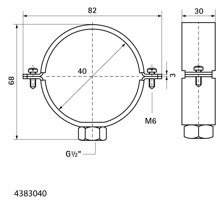 Walraven Gleitschelle 434 1/2 Zoll 40mm ev f. PE-Rohr (Einlegeschalen erhältl.) | 4383040