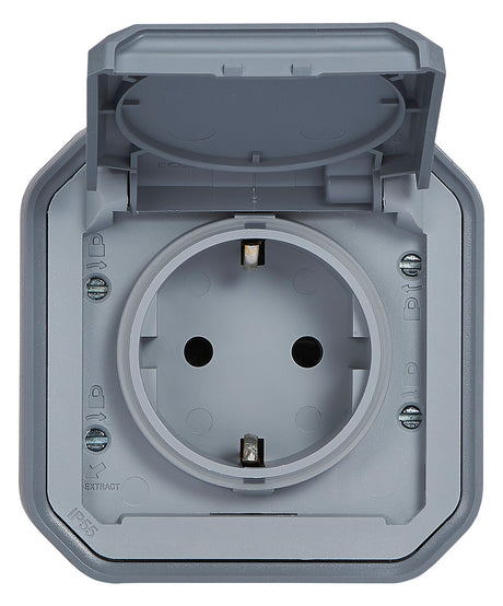 LEGRAND Steckdose 1f gr mt AP m.BS IP44 Legrand 069730L