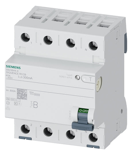 SIEMENS FI-Schutzschalter B 4p 440V 40A SENTRON 5SV3644-4 0,3A sel 4TE REG 10kA
