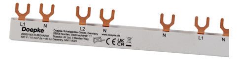 DOEPKE Phasenschiene 3+N 17,8mm 212mm BG4.5.10 10qmm 63A Gabel isol