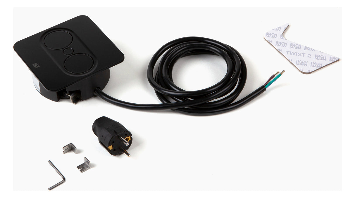 BACHMANN Steckdose 1f sw mt 1USB-A Einb TWIST 946.105 1USB-C m.BS Klappd IP20