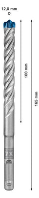 BOSCH-EW Hammerbohrer  12mm SDSplus SDS plus-7X 1pc 100/165mm f.Beton