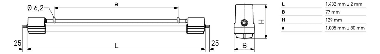 NORKA LED-Anbauleuchte 30W 4000K 3640lm BREMERHAVEN LED VHT m1200, PC ws Konv