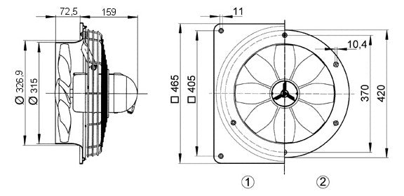 MAICO Ex-Ventilator 1/2  300mm 400V ST Axial DZQ 30/4 B Ex e 1730cbm/h 95W