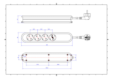 BACHMANN Steckdosenleiste 4f ws 1,5m 35° 381.221K IP20 1,5qmm