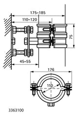 WALRAVEN Stützbefestigung BISMAT 1000 f. Fallrohr KA/GA DN 100 ev EPDM 110 mm