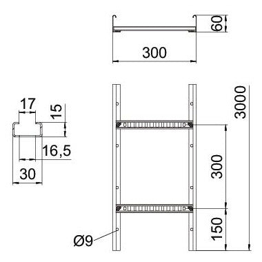 BETTERMANN Kabelleiter 60x300x3000mm gel LCIS-Serie LCIS 630 3 FS 12000qmm vz