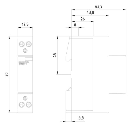 SIEMENS Installationsschütz 20A 24V/UC 5TT5000-2 230V/AC 2S 1TE