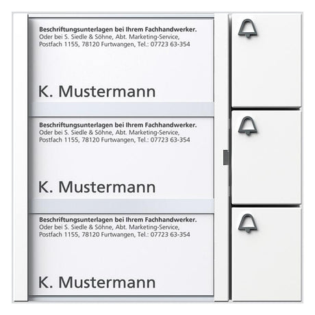 SIEDLE Tastenmodul Bus 3RT ws 99x99x27mm BTM 650-03 W