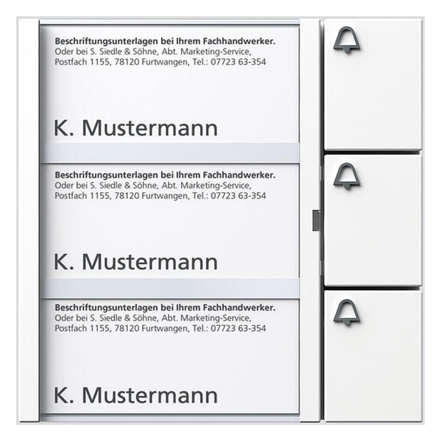 SIEDLE Tastenmodul Bus 3RT ws 99x99x27mm BTM 650-03 W