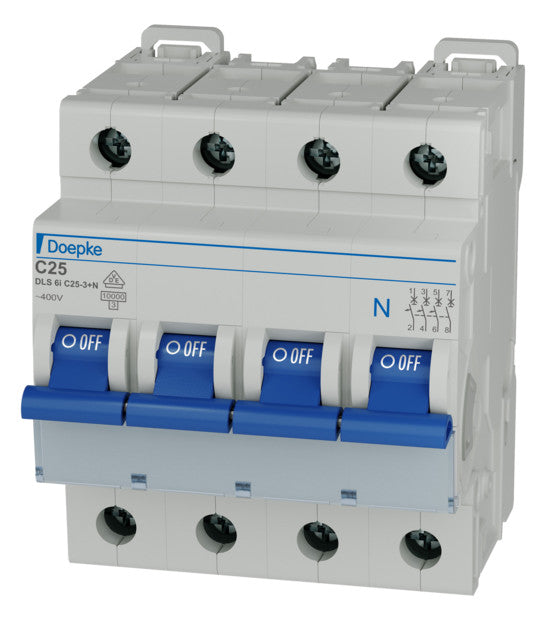 DOEPKE Leitungsschutzschalter UC C 25A DLS 6I C25-3+N 10KA 3+N 400V 4TE 50Hz