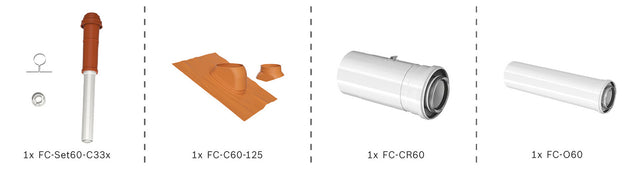 Bosch Abgas-Standardpaket BOPA FC40 Dachdurchgang 60/100 rot, RLU | 7739619192