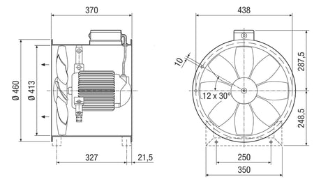 MAICO Ex-Ventilator 1/2  400mm 400V ST Axial DZR 40/4 B Ex e 4400cbm/h 170W