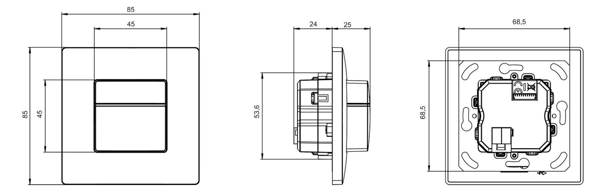 THEBEN Präsenzmelder-Bus KNX UP 170° ws theMura P180 2.20 KNX UP WH 2,2m