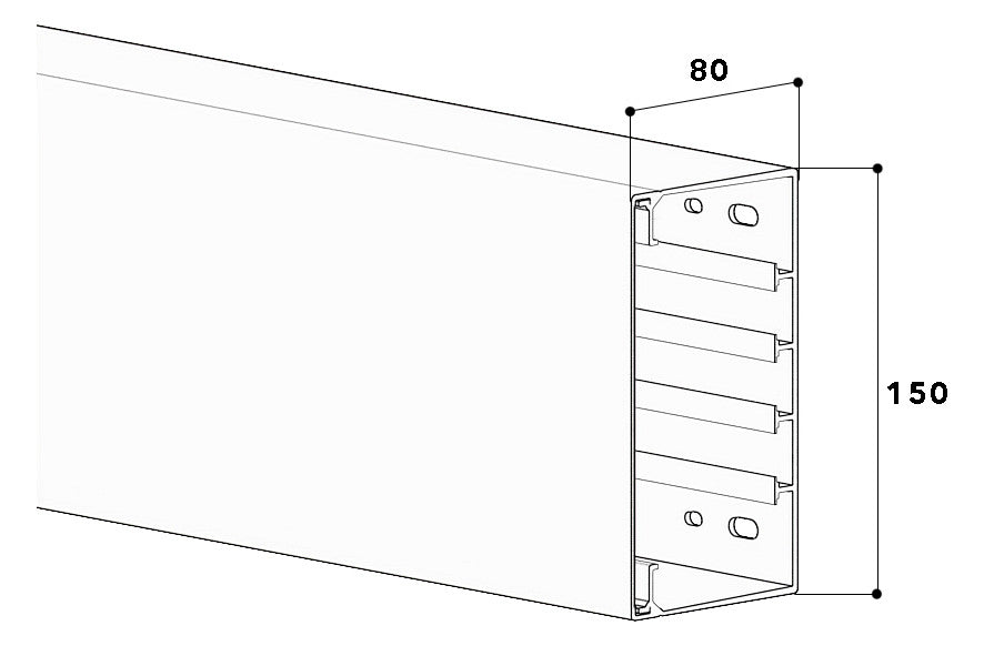 GGK Leitungsführungskanal Kst aws unbeh FB 80x150 80x150x2000mm RAL9010
