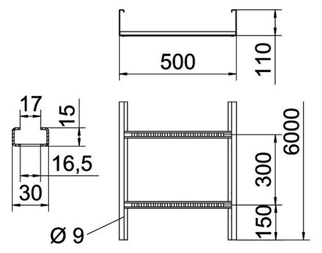BETTERMANN Kabelleiter 110x500x6000mm WKLG-Serie WKLG 1150 FT Profil ungelocht