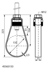 Walraven Sprinklerschlaufe VdS M12 sv mit Flansch und Hutmutter 133 mm | 45565133