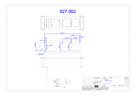 BACHMANN Steckdosenleiste 1f alu 0,2m KAPSA 927.062 35° IP20 1,5qmm