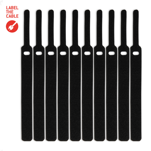 LTC BASIC STRAPS, Klettkabelbinder 10 Stück Set schwarz Packung