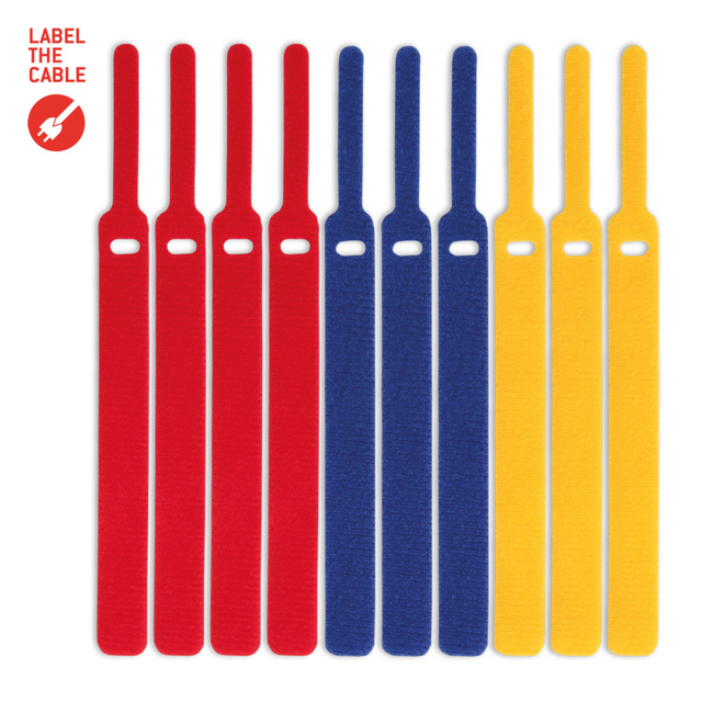 LTC BASIC STRAPS, Klettkabelbinder 10 Stück Set gelb/blau/rot Packung