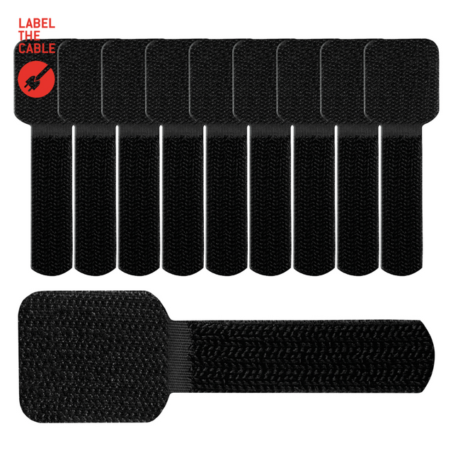 LTC WALL STRAPS Selbstklebende Klettkabelhalter 10 Stück Set schwarz Packung