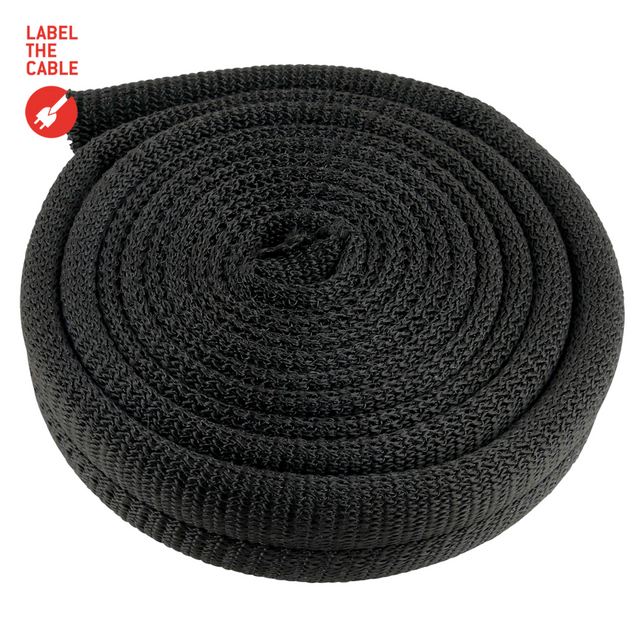 LTC CABLE TUBE, Gewebekabelschlauch Durchmesser 2.5 - 4 cm 2m schwarz Ring