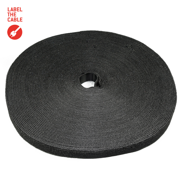 LTC ROLL STRAP Doppelseitige Klettbandrolle 25m schwarz Ring