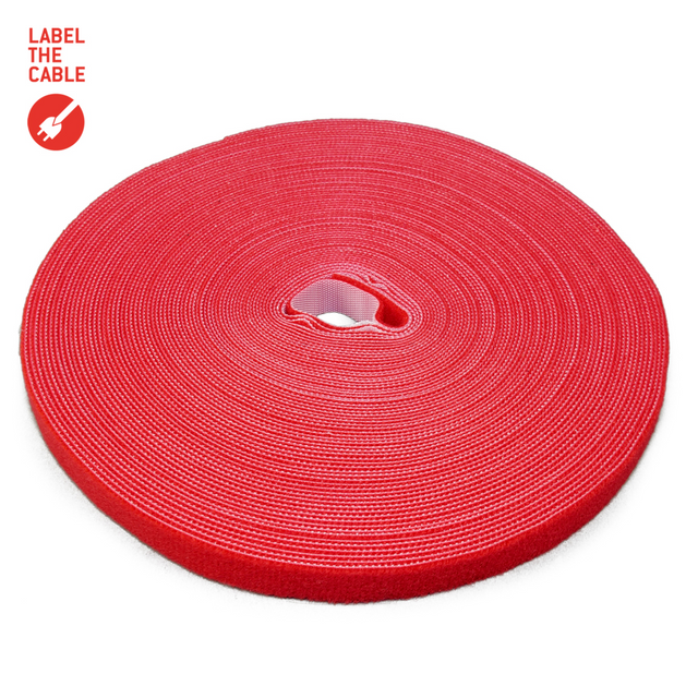 LTC ROLL STRAP, Doppelseitige Klettbandrolle 25m rot Ring