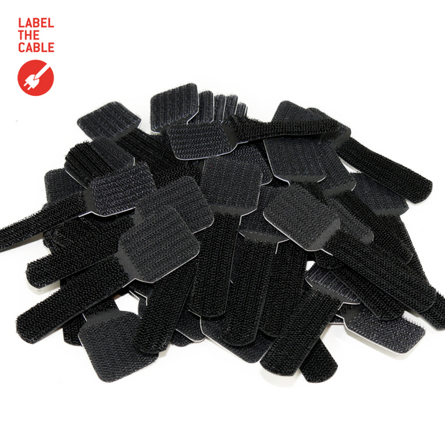 LTC WALL STRAPS Selbstklebende Klettkabelhalter 50 Stück Set schwarz Packung