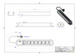 BACHMANN Steckdosenleiste 6f sw 2m 35° PRIMO 330.071 m.Ein/Aus IP20 1,5qmm
