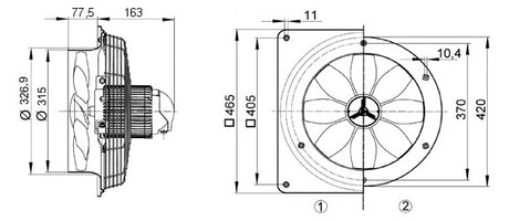 MAICO Axial-Wandventilator  300mm 230V EZQ 30/4 B 1850cbm/h 1425Upm Be/Entlüft