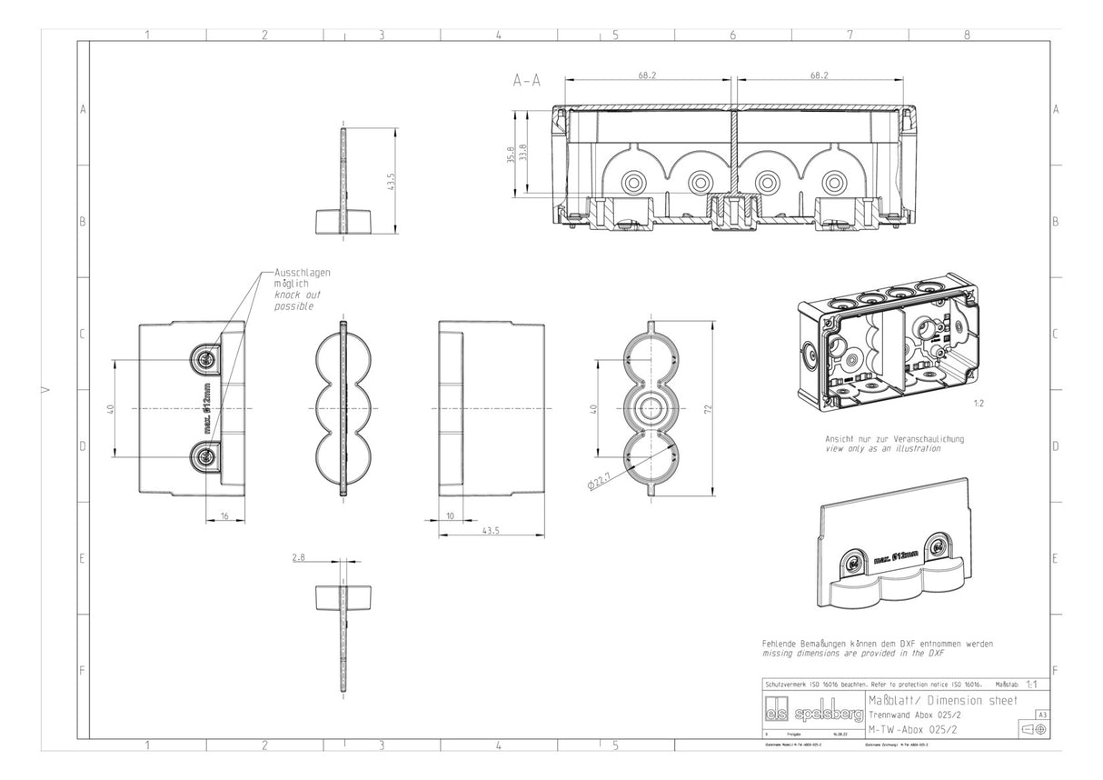 SPELSBERG Phasentrennwand Ersatzteil Abox TW 025/2