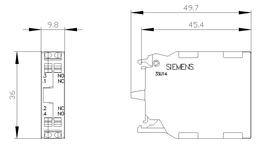 SIEMENS Hilfsschalterblock 1S 1Ö 1W 3SU1400-1AA10-3FA0 Frontbef 4A/AC
