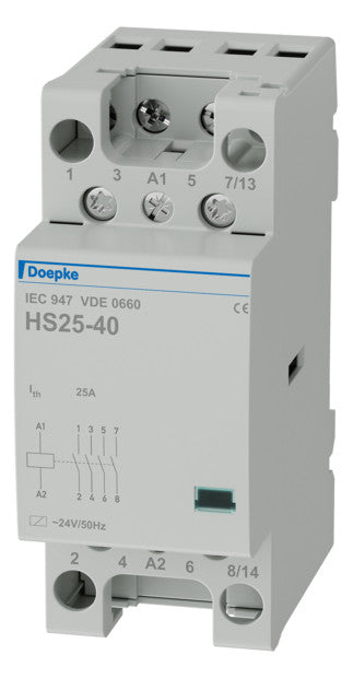 DOEPKE Installationsschütz 25A 24V/AC 4S HS 2-024AC/25-40 440V/AC 3000W/AGL 2TE