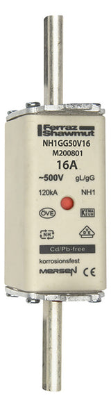 MERSEN NH-Sicherungseinsatz 16A NH1 gG NH1GG50V16 500VAC Kombik