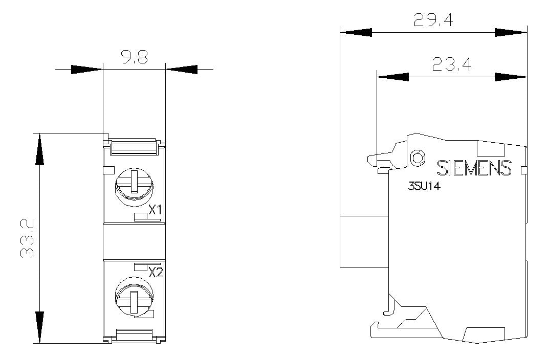 SIEMENS Lampenfassungsblock LED UC rt 3SU1401-1BB20-1AA0 Frontbef
