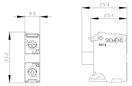SIEMENS Lampenfassungsblock LED UC rt 3SU1401-1BB20-1AA0 Frontbef