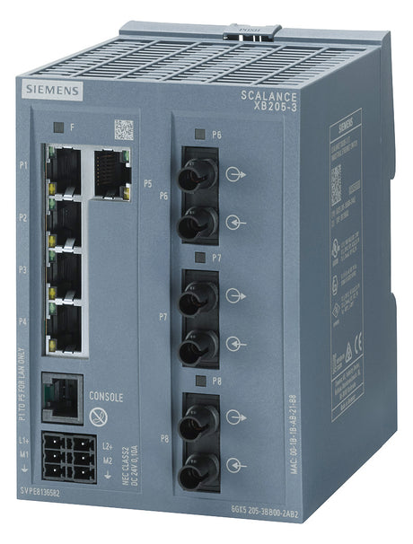 SIEMENS Switch Hutschiene 8x10/100Mbps 6GK5205-3BB00-2AB2 3x100Mbps/ST Layer2