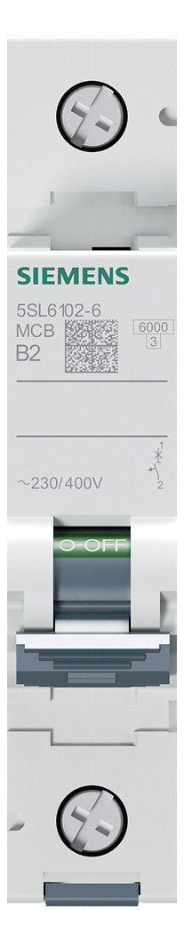 SIEMENS Leitungsschutzschalter UC B 2A 5SL6102-6 1p 400V 1TE 50Hz IP20