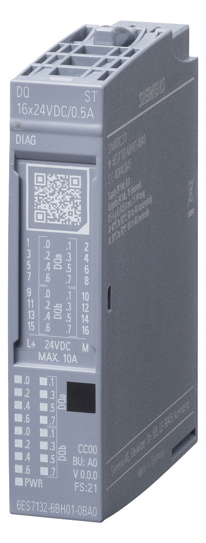 SIEMENS Digital I/O-Modul DC 19,2-28,8V 6ES7132-6BH01-0BA0 16Ausg 19,2-28,8V