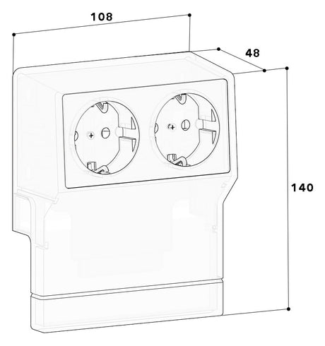 GGK Geräteträger SL-K 2f aws 70x20mm SL-GT (duo) 2x Steckdose