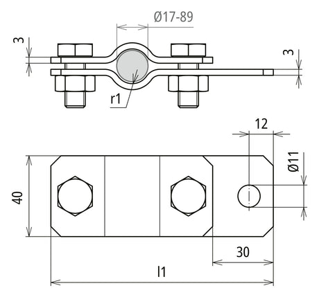 DEHN SE Erdungsrohrschelle ST 17,2mm ERS 17 AB11 STTZN f/vz