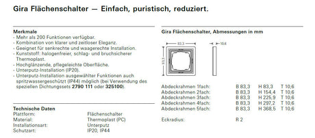 GIRA Rahmen 1f rws glz Kst Fläche 0211112