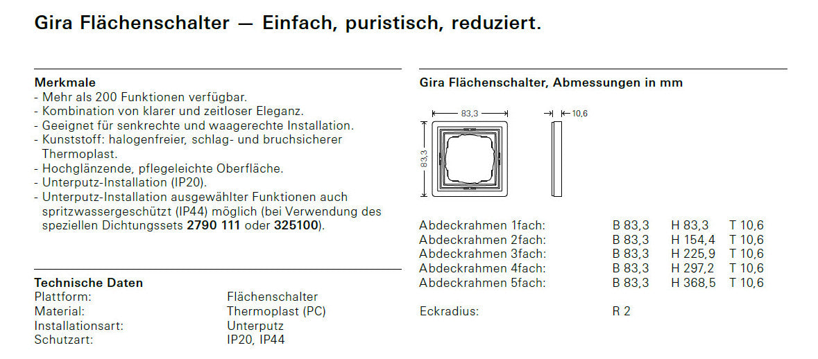 GIRA Rahmen 5f rws glz Kst Fläche 0215112