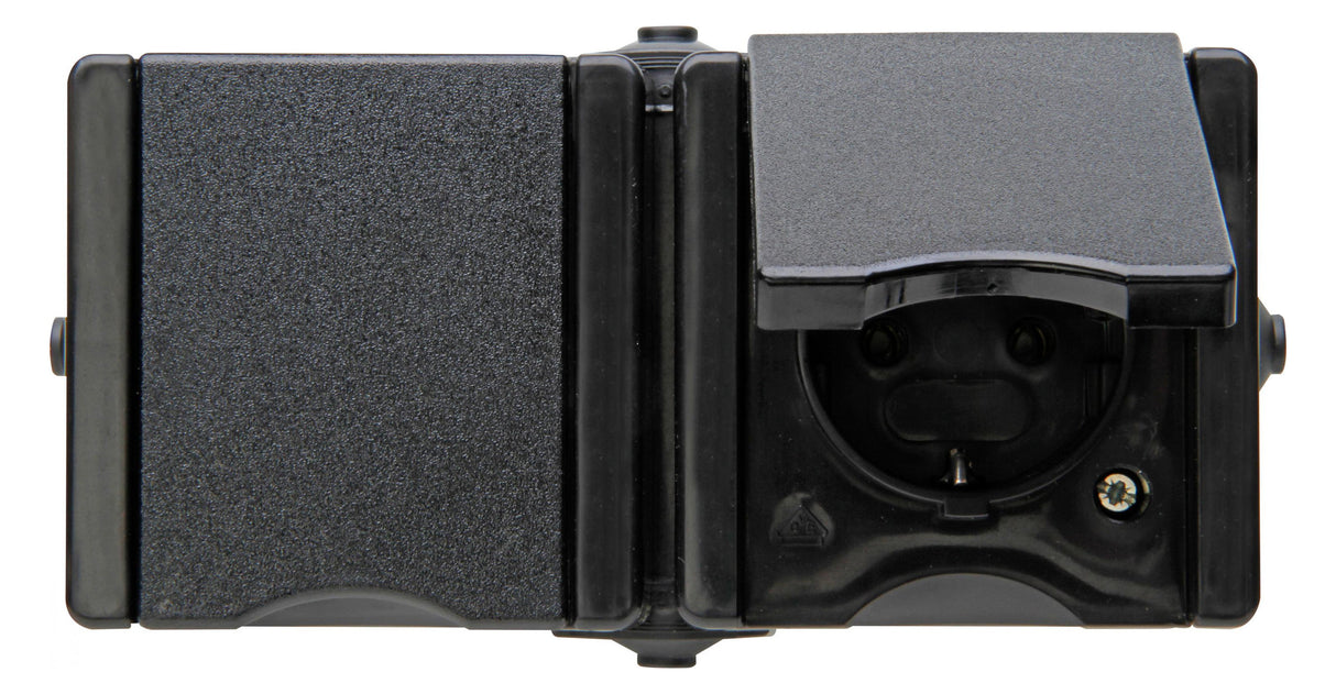 KOPP Steckdose 2f sw glz AP Klappd IP44 PRO AQA 950605005