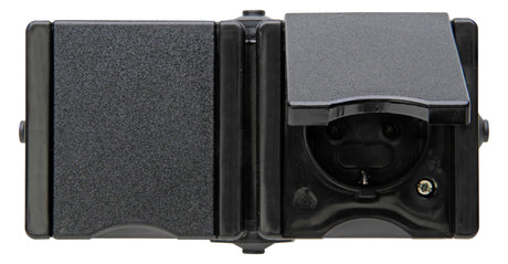 KOPP Steckdose 2f sw glz AP Klappd IP44 PRO AQA 950605005