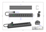 BACHMANN Steckdosenleiste 7f sw 2m 35° 300.007 m.Ein/Aus IP20 1,5qmm