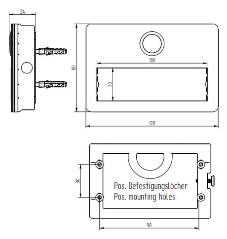 GROTHE Klingeltaster Kst ws AP rechteck ETA 642 LED ws m.Bel m.NamSchild