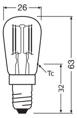 LEDVANCE LED-Röhrenlampe FM E14 2,8W ws LED Special T26 25 300° Fil P 2.8W 2700K